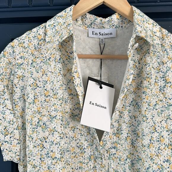 En Saison Carolina Midi Dress NWT medium teal/multi color eyelet button front - Picture 7 of 11